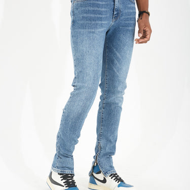 Ausgestellte Jeans mit Reißverschluss in Blau
