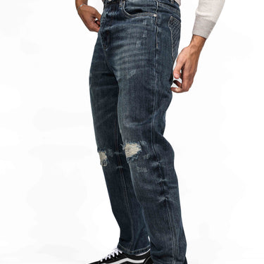 Baggy-Jeans mit Monogramm-Details in Blau