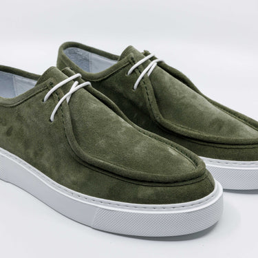 Grüne Sneaker-Loafer aus Leder